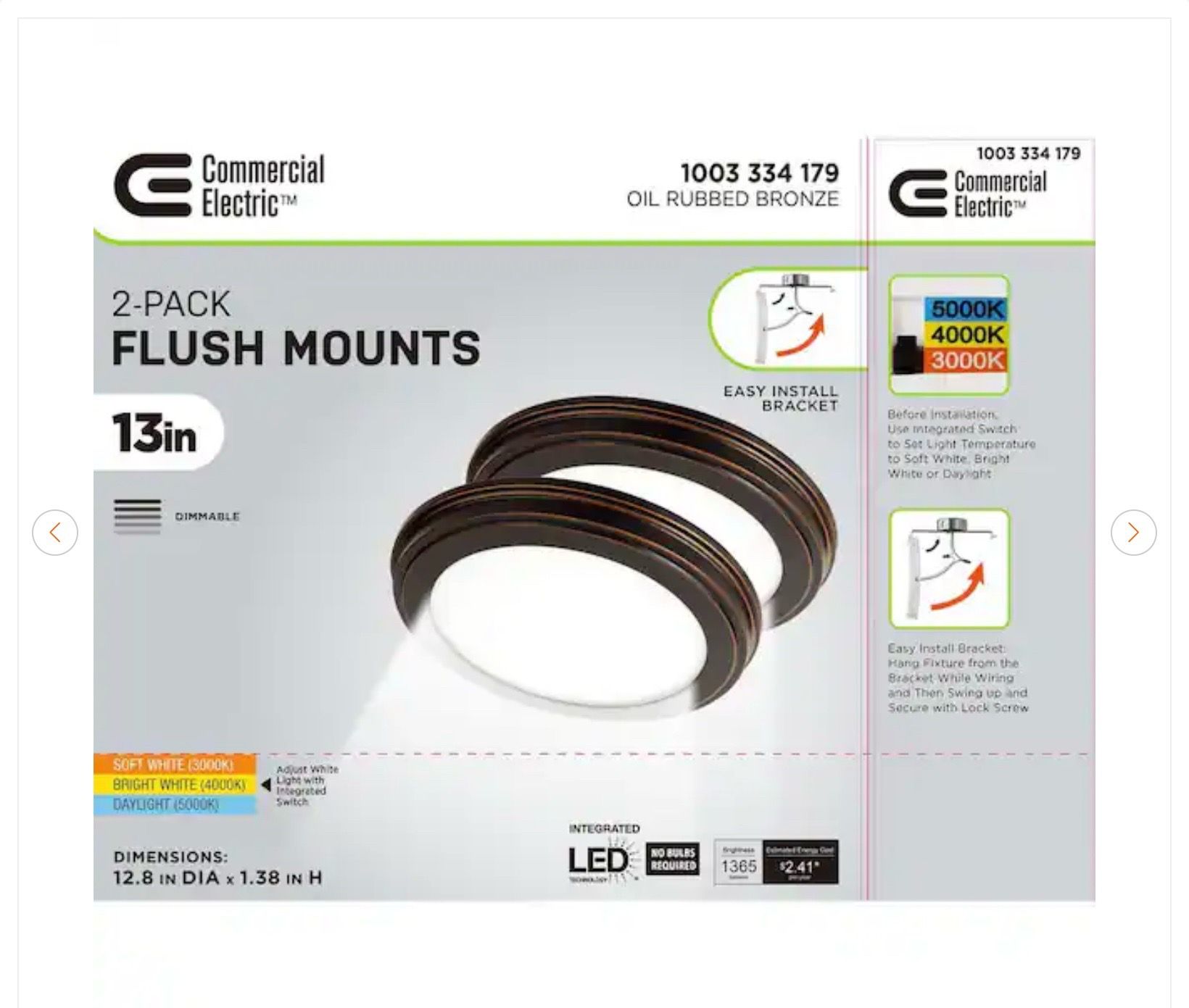 Commercial Electric 13 in. LED Ceiling Flush Mount (2-Pack) - photo 5
