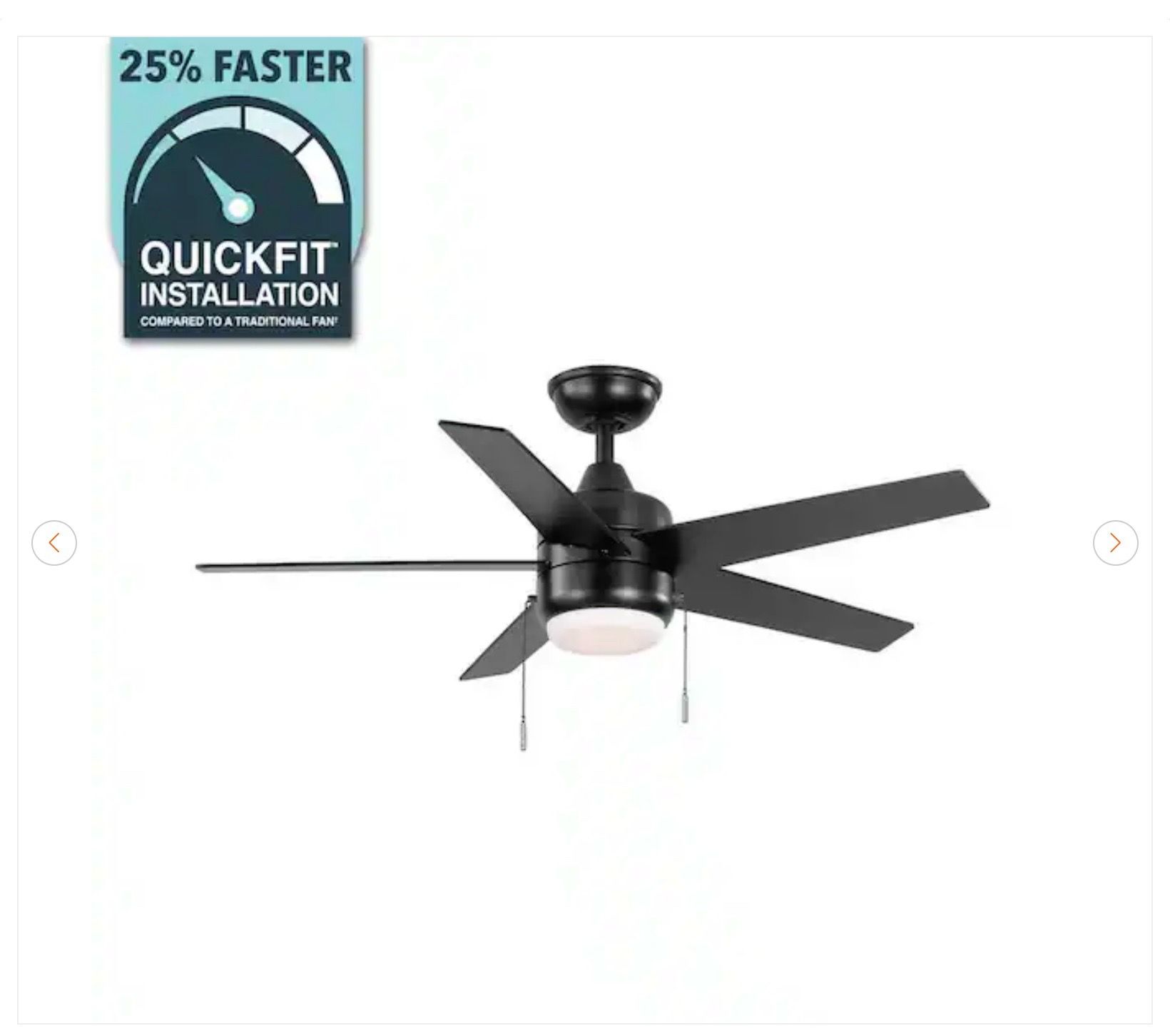 Hampton Bay Mena 44 in. LED Indoor/Outdoor Matte Black Ceiling F