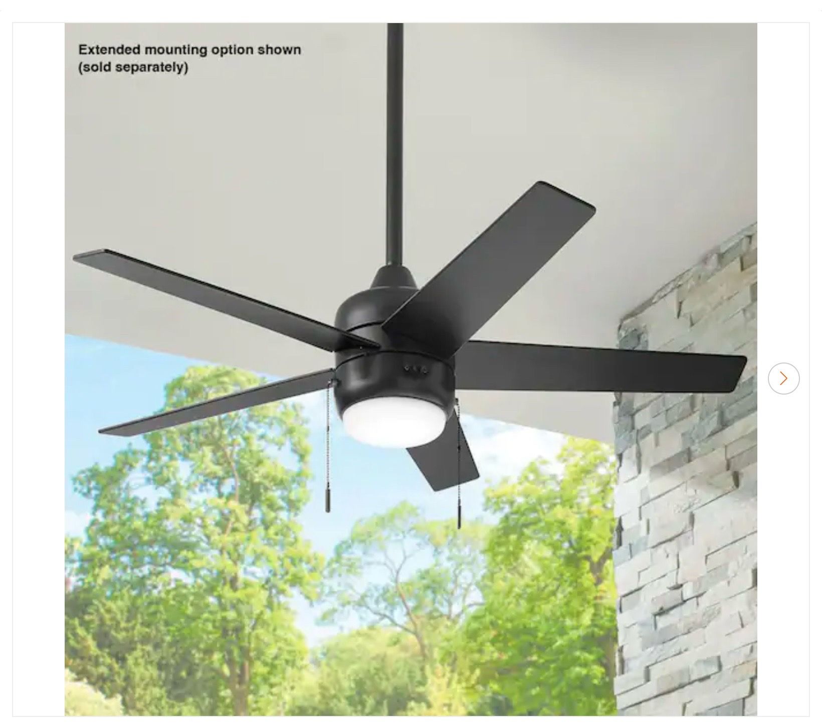 Hampton Bay Mena 44 in. LED Indoor/Outdoor Matte Black Ceiling F - photo 2