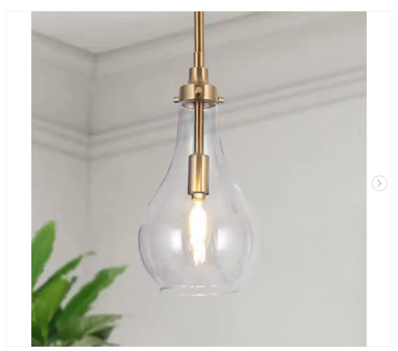 Set of 2 Modern Teardrop Brass Gold Pendant Lights