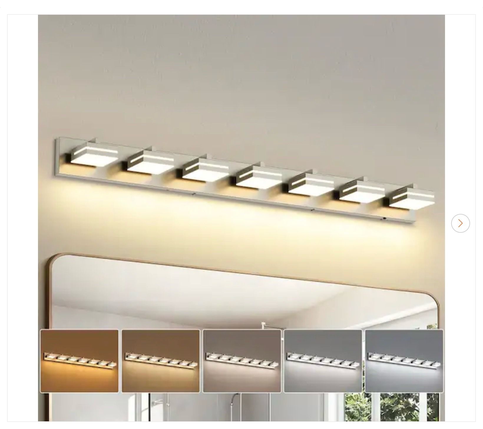 48 in. 7-Light Nickel LED Bathroom Vanity Light