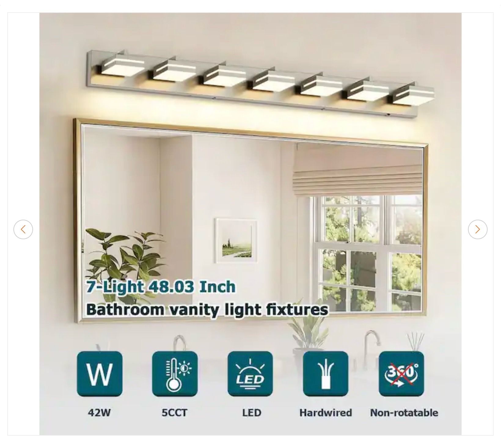 48 in. 7-Light Nickel LED Bathroom Vanity Light - photo 5