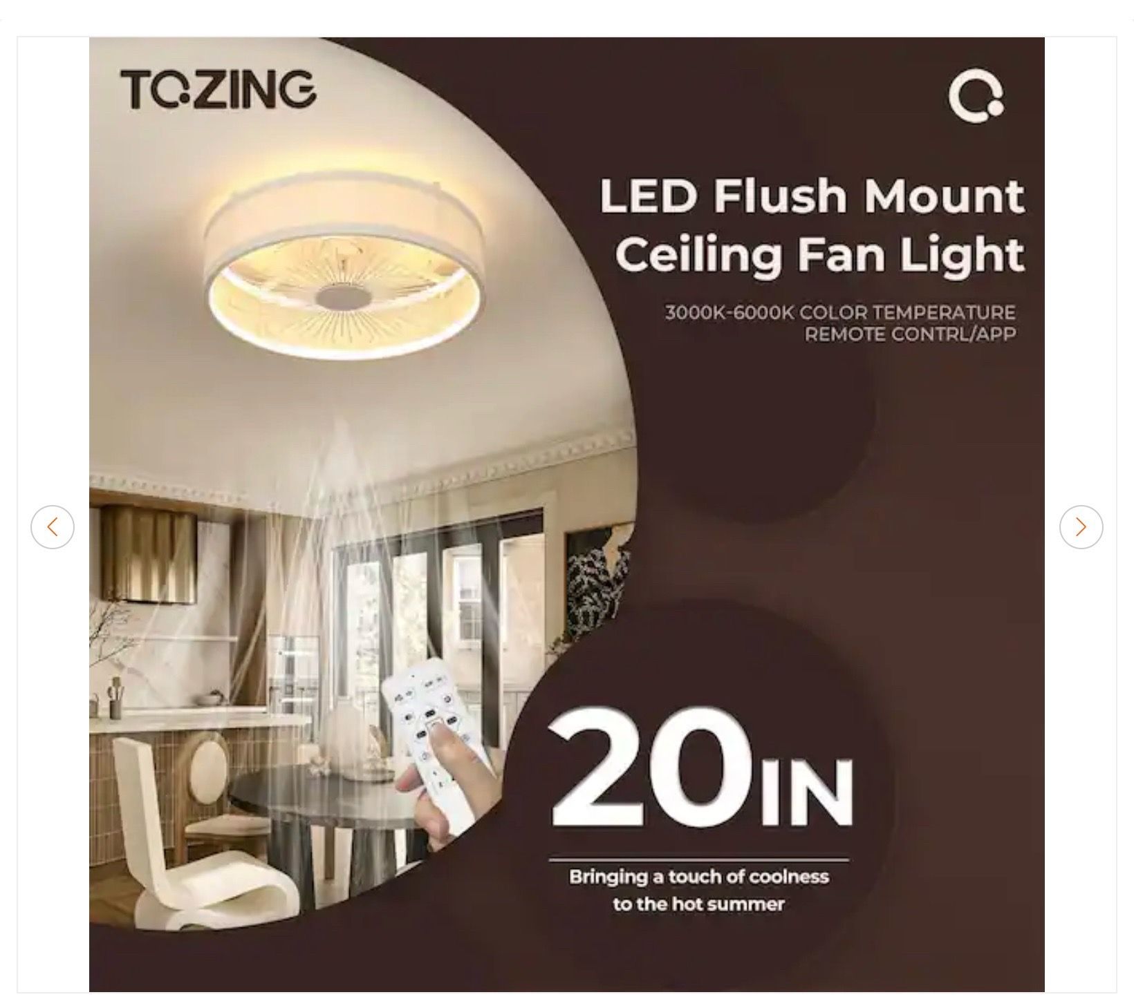 20 in. Smart Indoor White Low Profile Flush Mount Ceiling Fan - photo 5