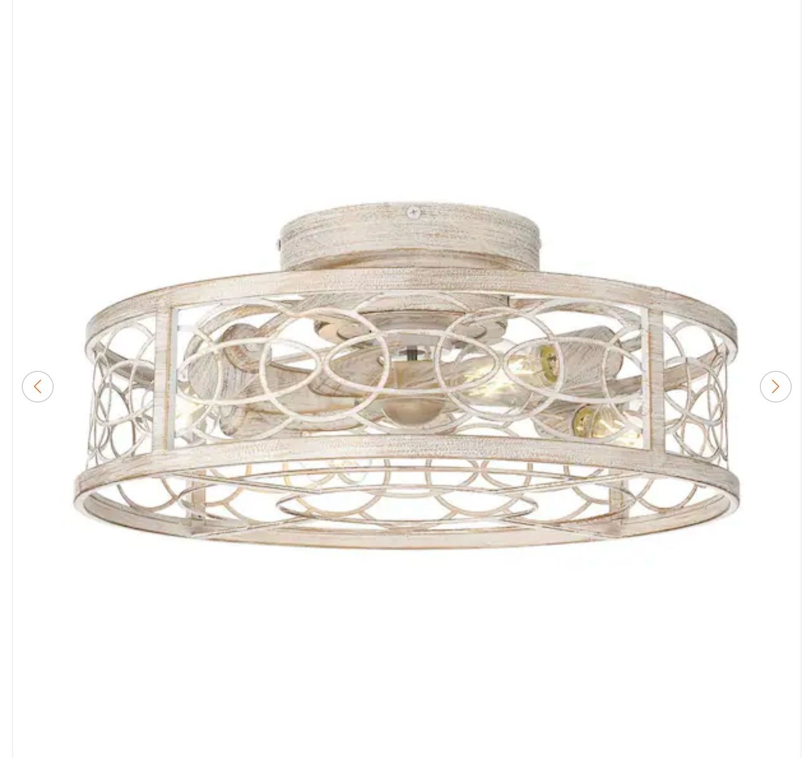 Gloriel 20 in. 4-Light Indoor Rustic White Farmhouse Fandelier - photo 2