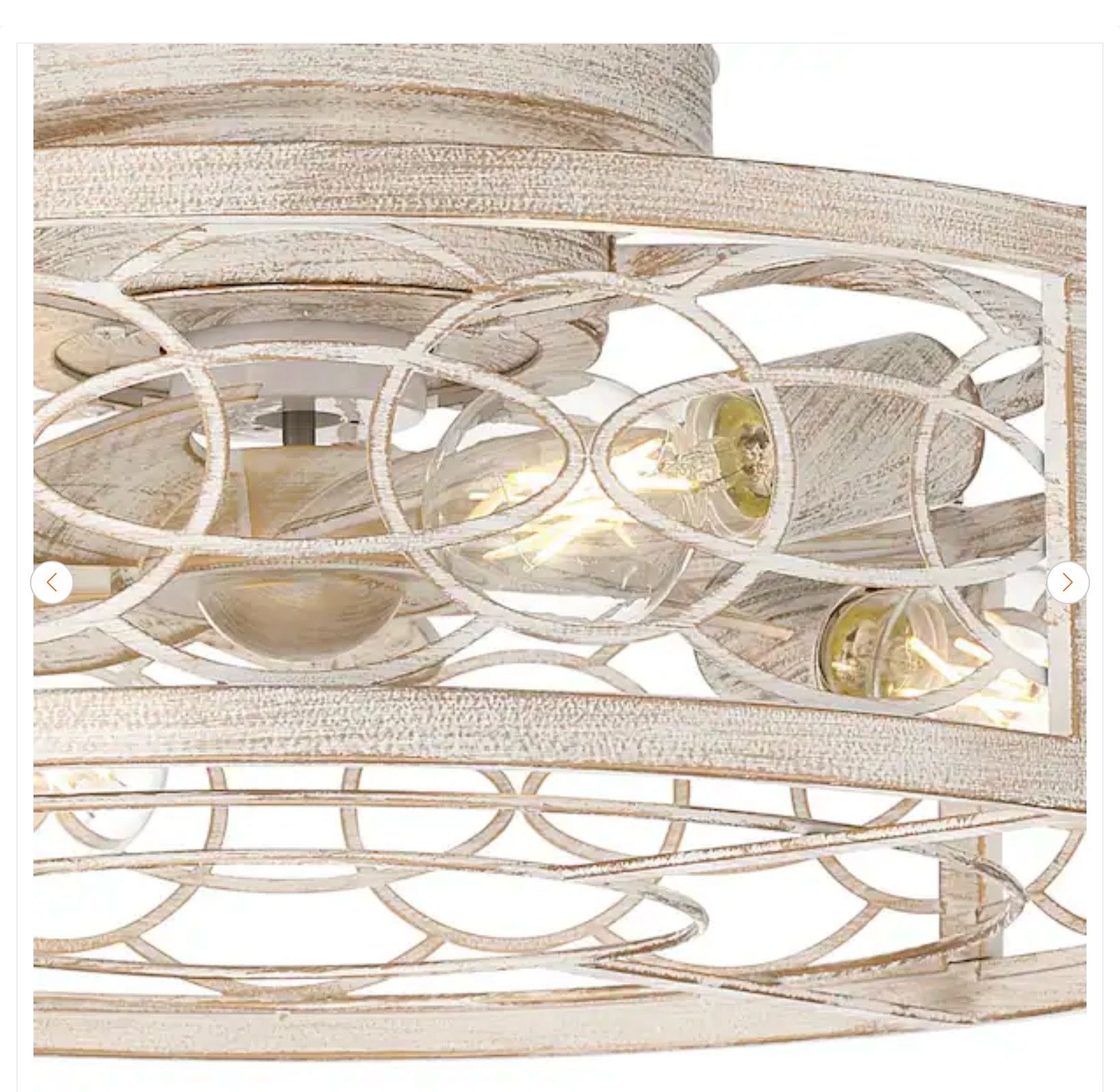 Gloriel 20 in. 4-Light Indoor Rustic White Farmhouse Fandelier - photo 3