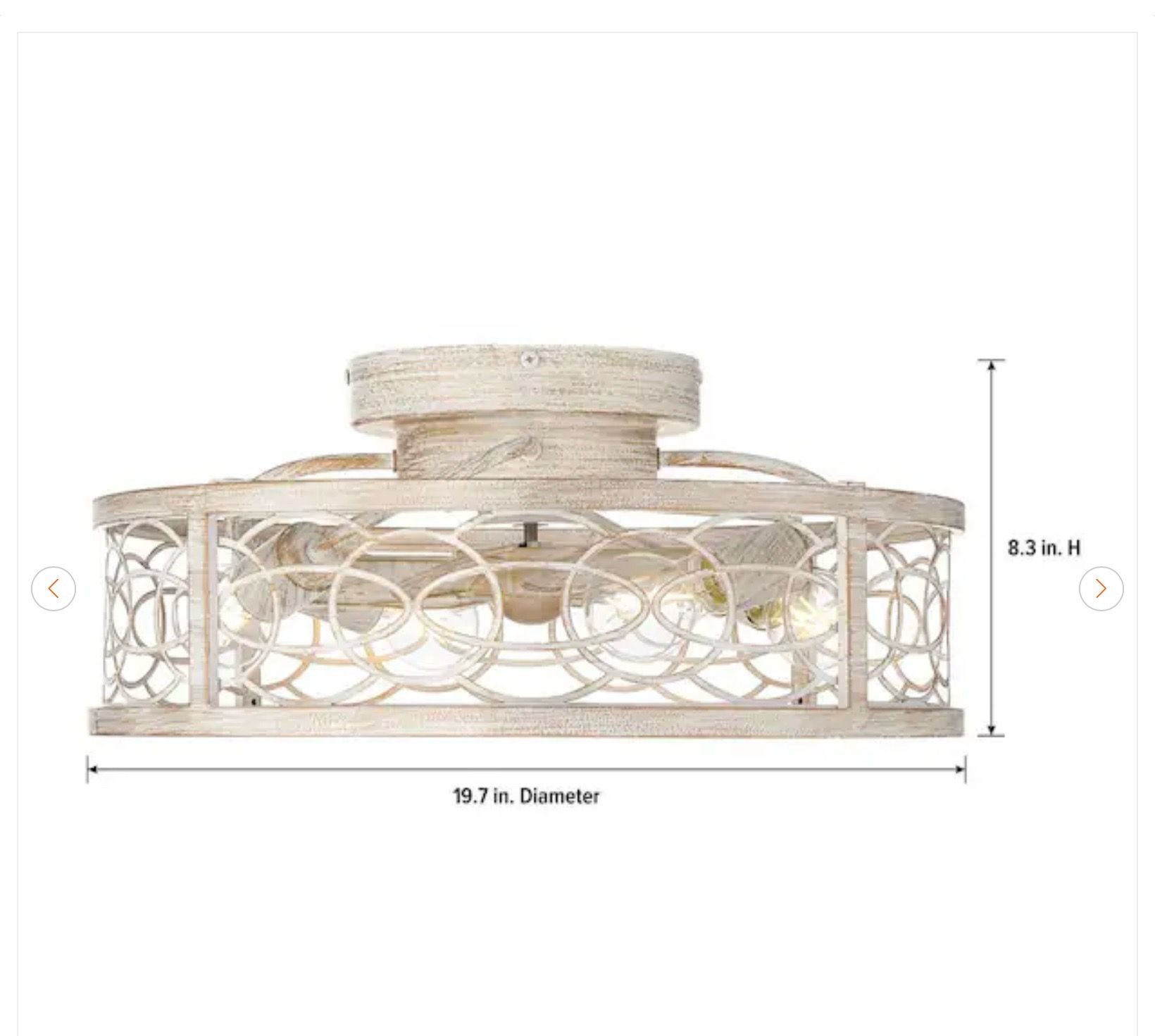 Gloriel 20 in. 4-Light Indoor Rustic White Farmhouse Fandelier - photo 4