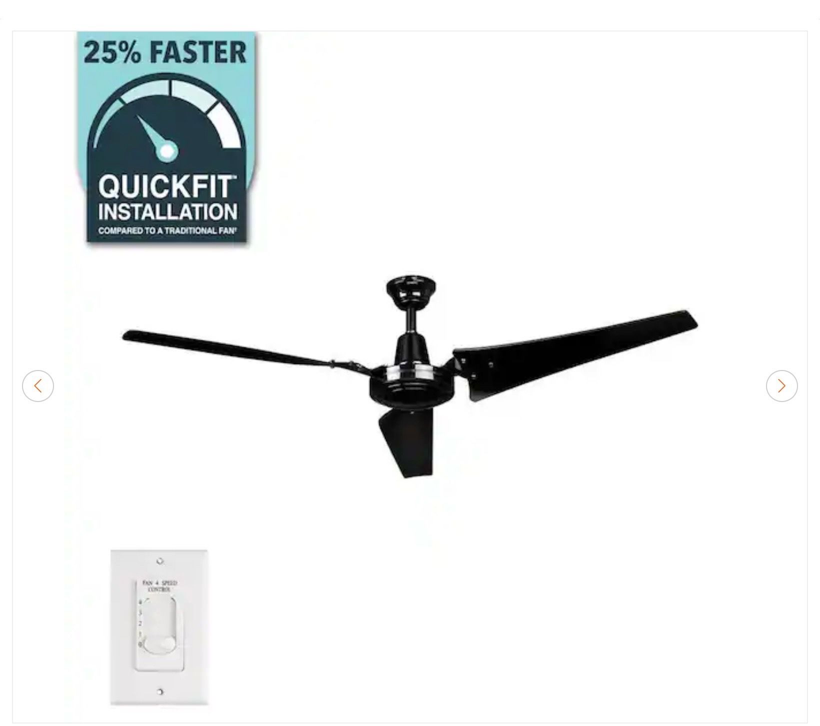Industrial 60 in. Indoor/Outdoor Black Ceiling Fan with Wall Con - photo 2