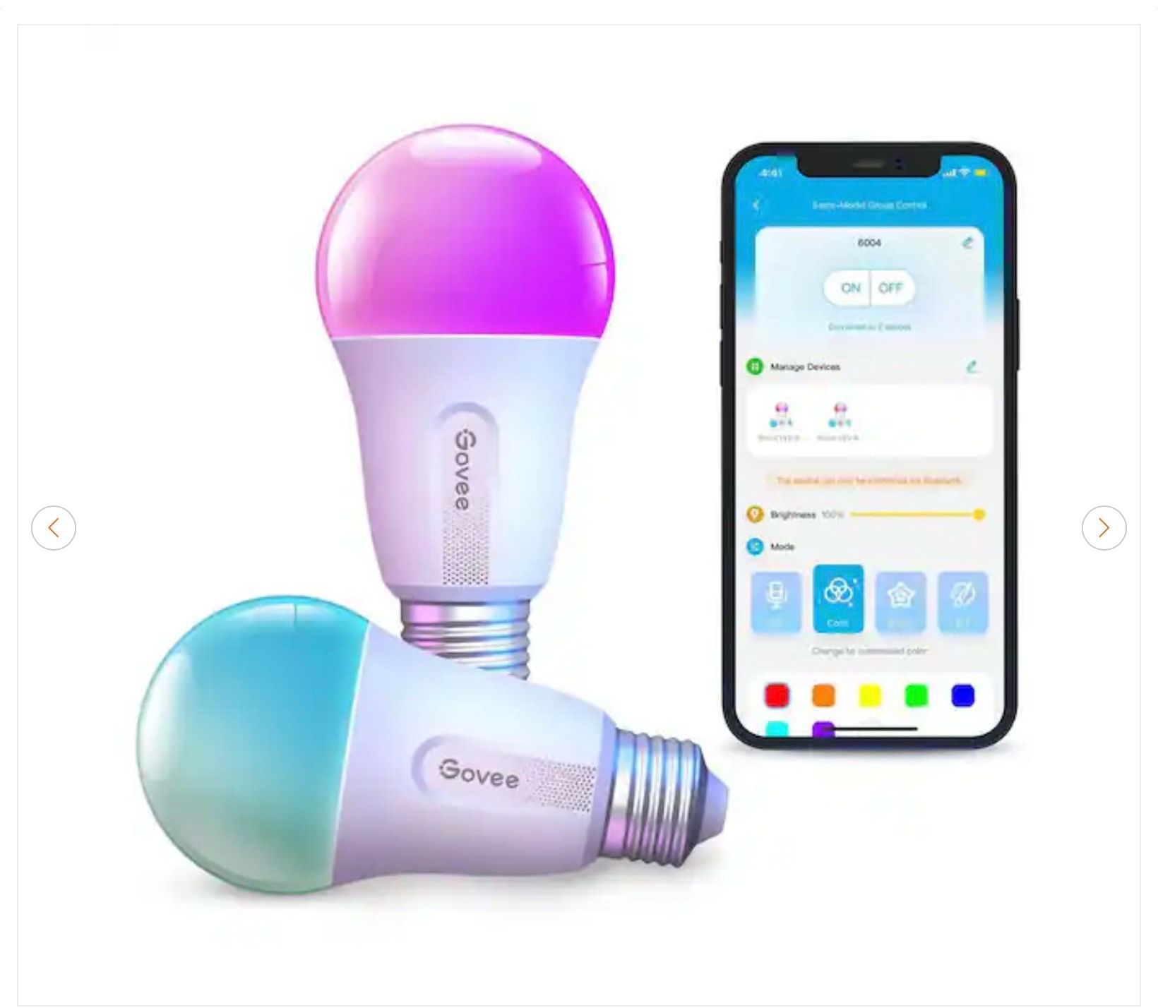 Govee WiFi RGBWW Smart A19 LED Bulb 800LM 60W Eq 2 Pack - New - photo 3