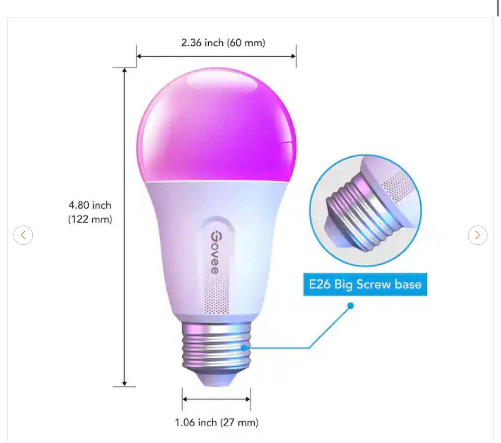 Govee WiFi RGBWW Smart A19 LED Bulb 800LM 60W Eq 2 Pack - New - photo 4