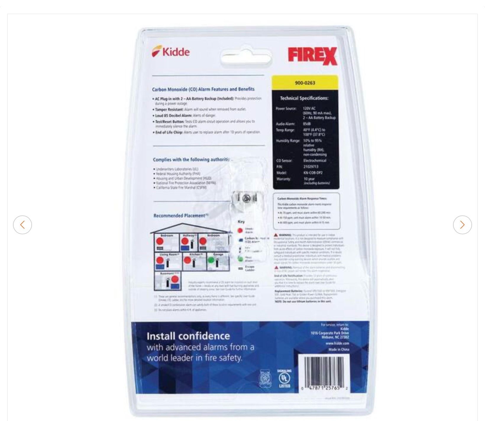 Kidde Firex Plug-In Carbon Monoxide Detector, AA Battery Backup - photo 5