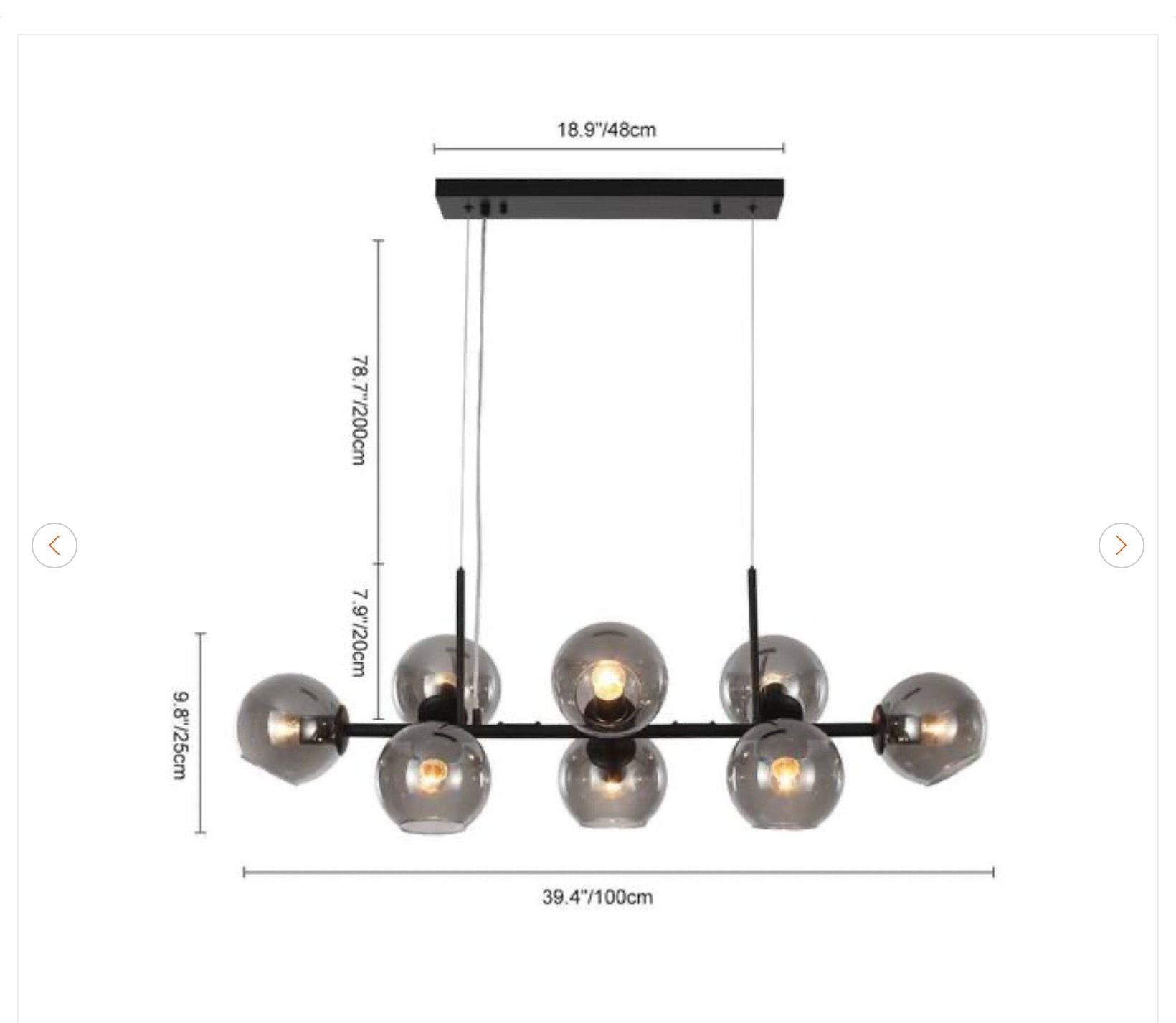 8-Light Gray Sputnik Linear Globe Pendant Chandelier - photo 4