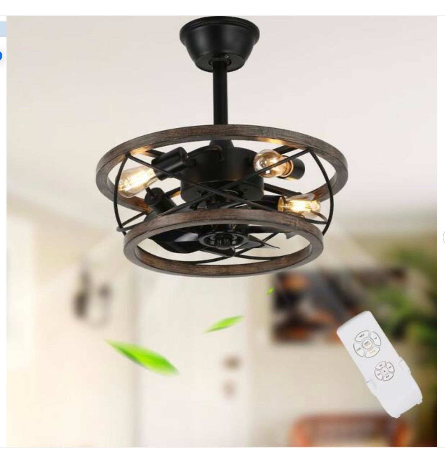 18 in. Indoor Drum Solid Wood Chandelier Ceiling Fan - New