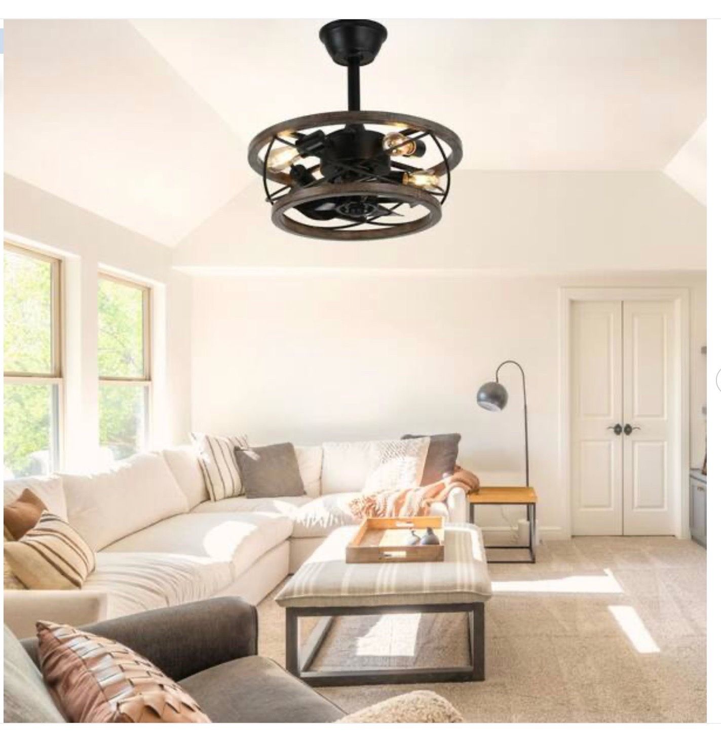 18 in. Indoor Drum Solid Wood Chandelier Ceiling Fan - New - photo 2