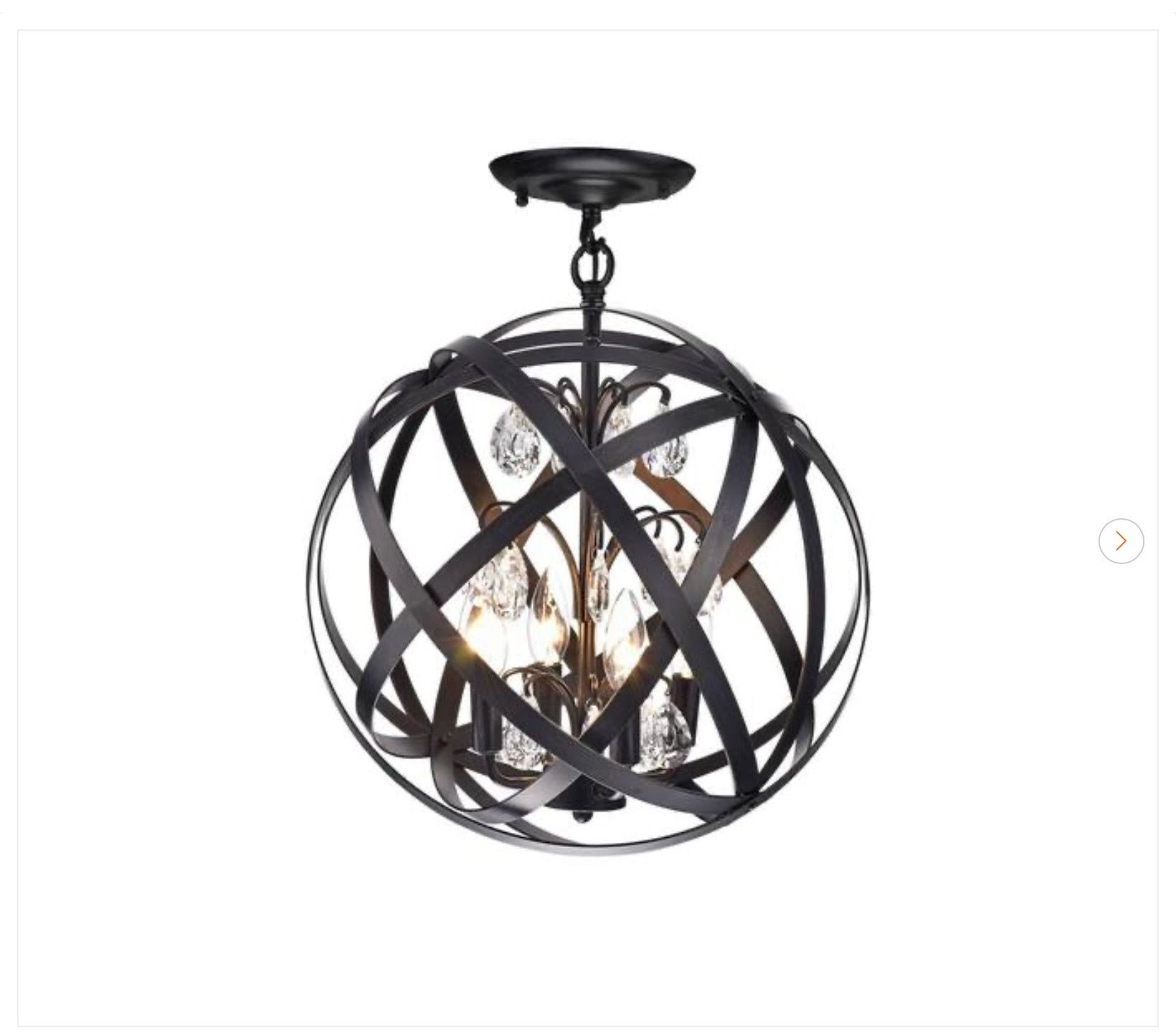 Primevere 16 in. 4-Light Brownish Black Globe Semi-Flush Mount