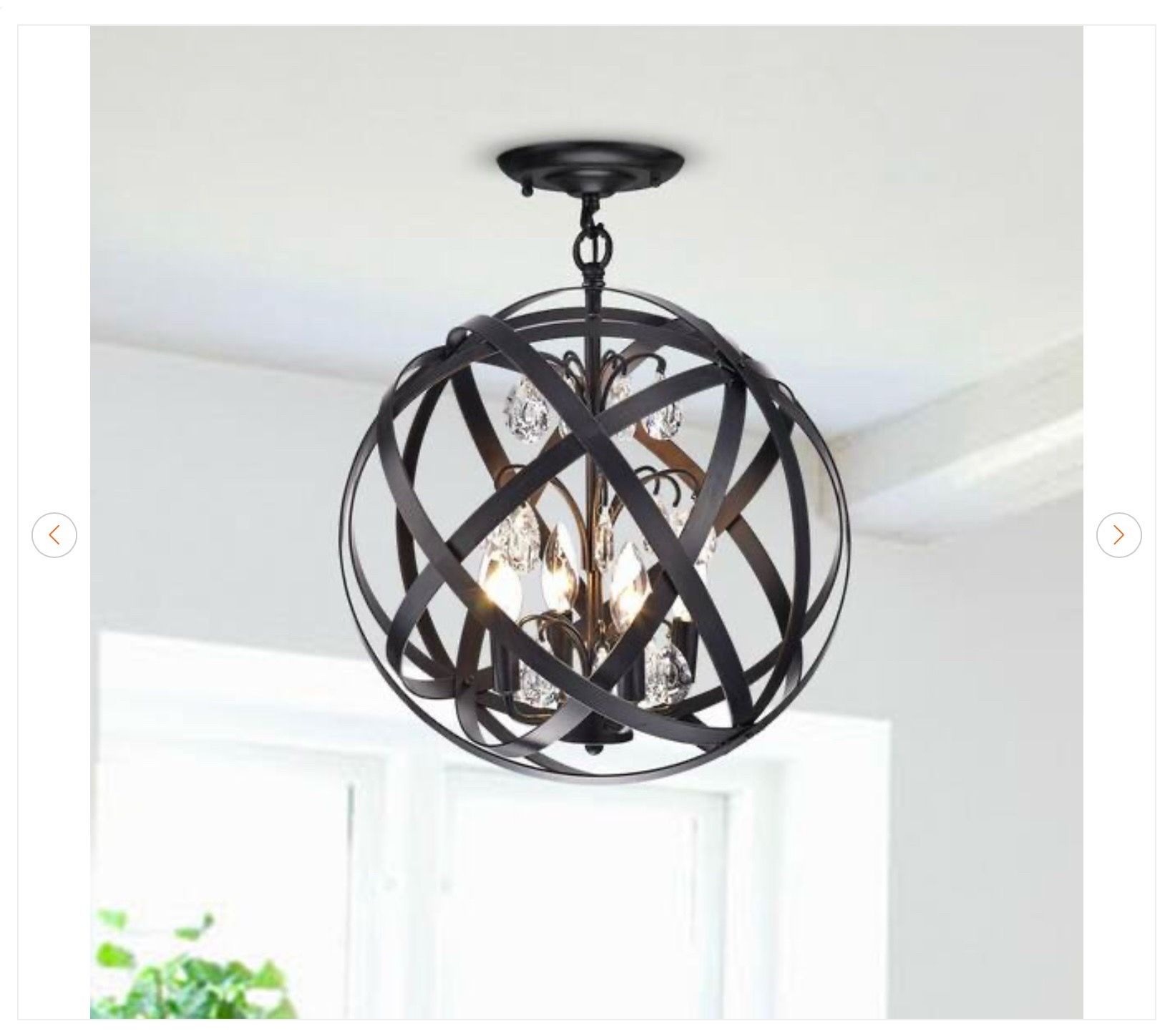 Primevere 16 in. 4-Light Brownish Black Globe Semi-Flush Mount - photo 3