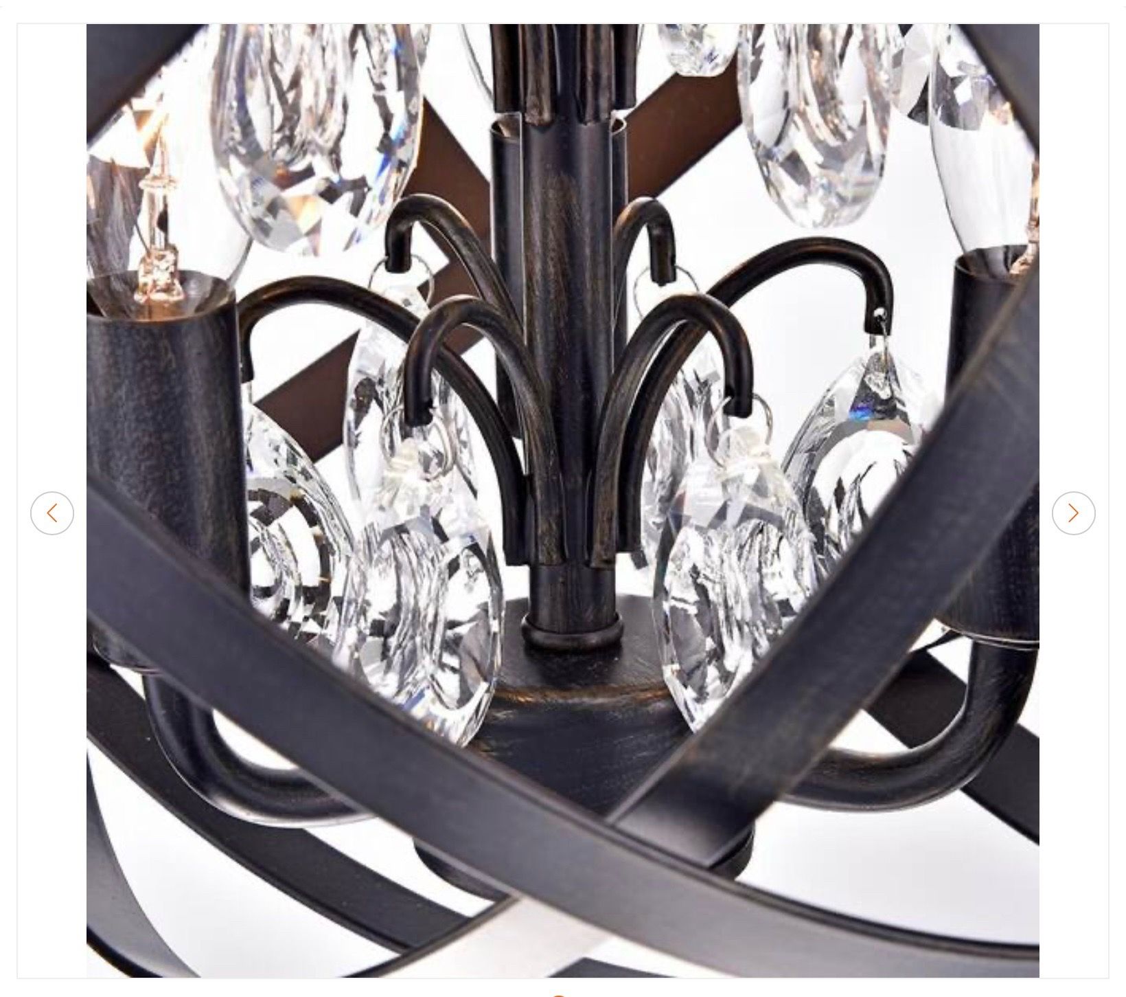 Primevere 16 in. 4-Light Brownish Black Globe Semi-Flush Mount - photo 5