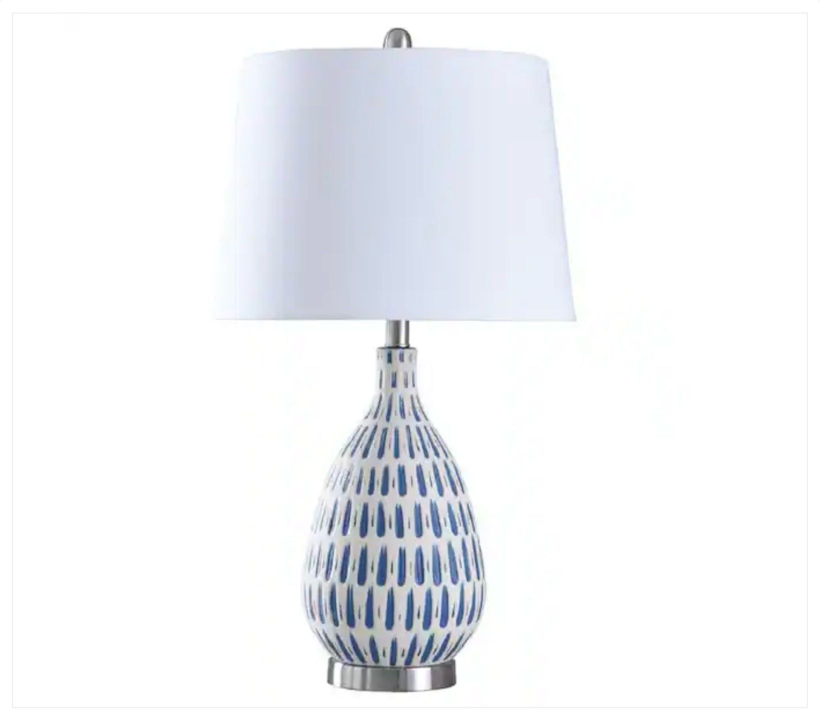 StyleCraft 28 in. Off-White/Blue Table Lamp