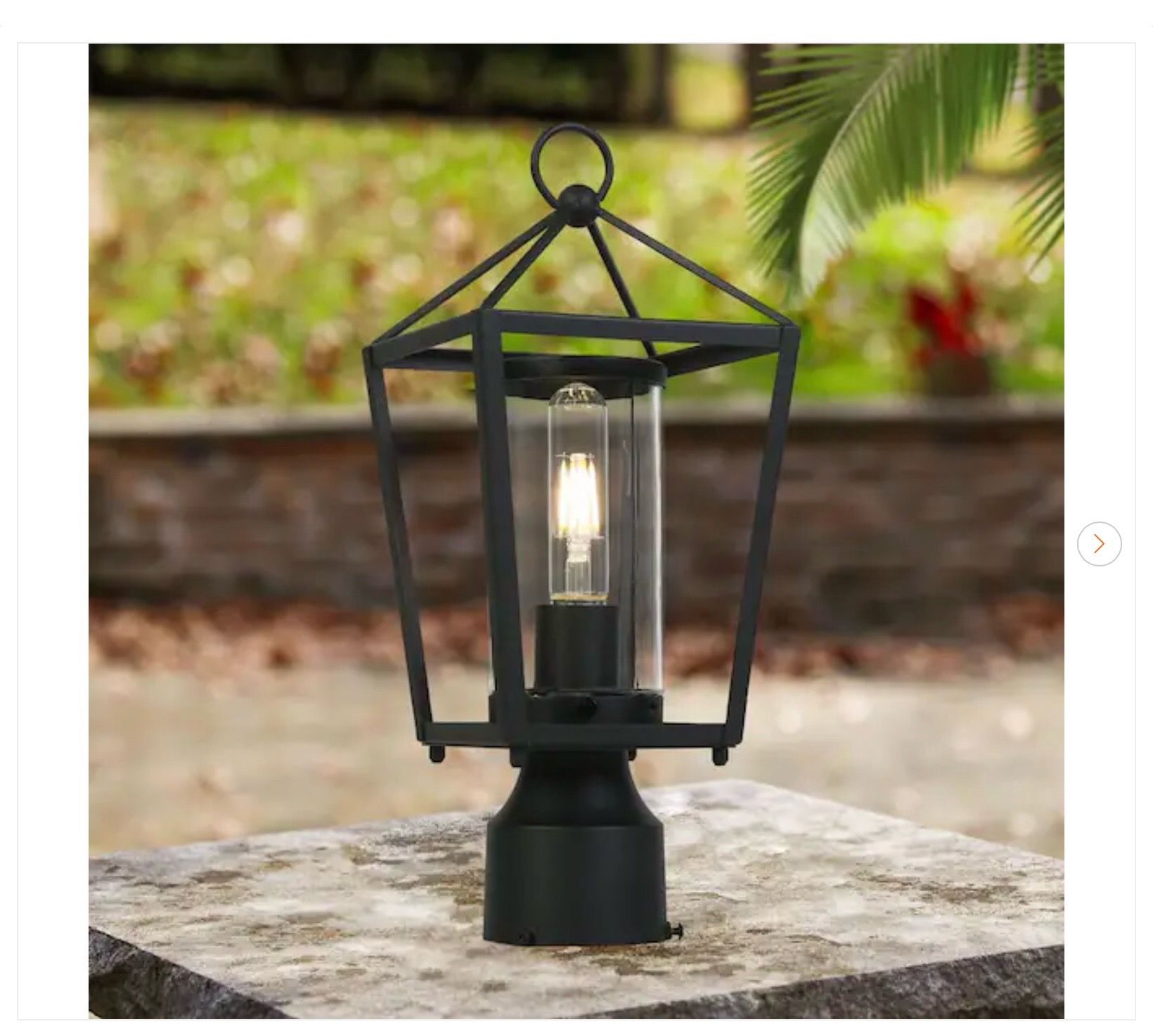 1-Light Black Outdoor Post Light - New
