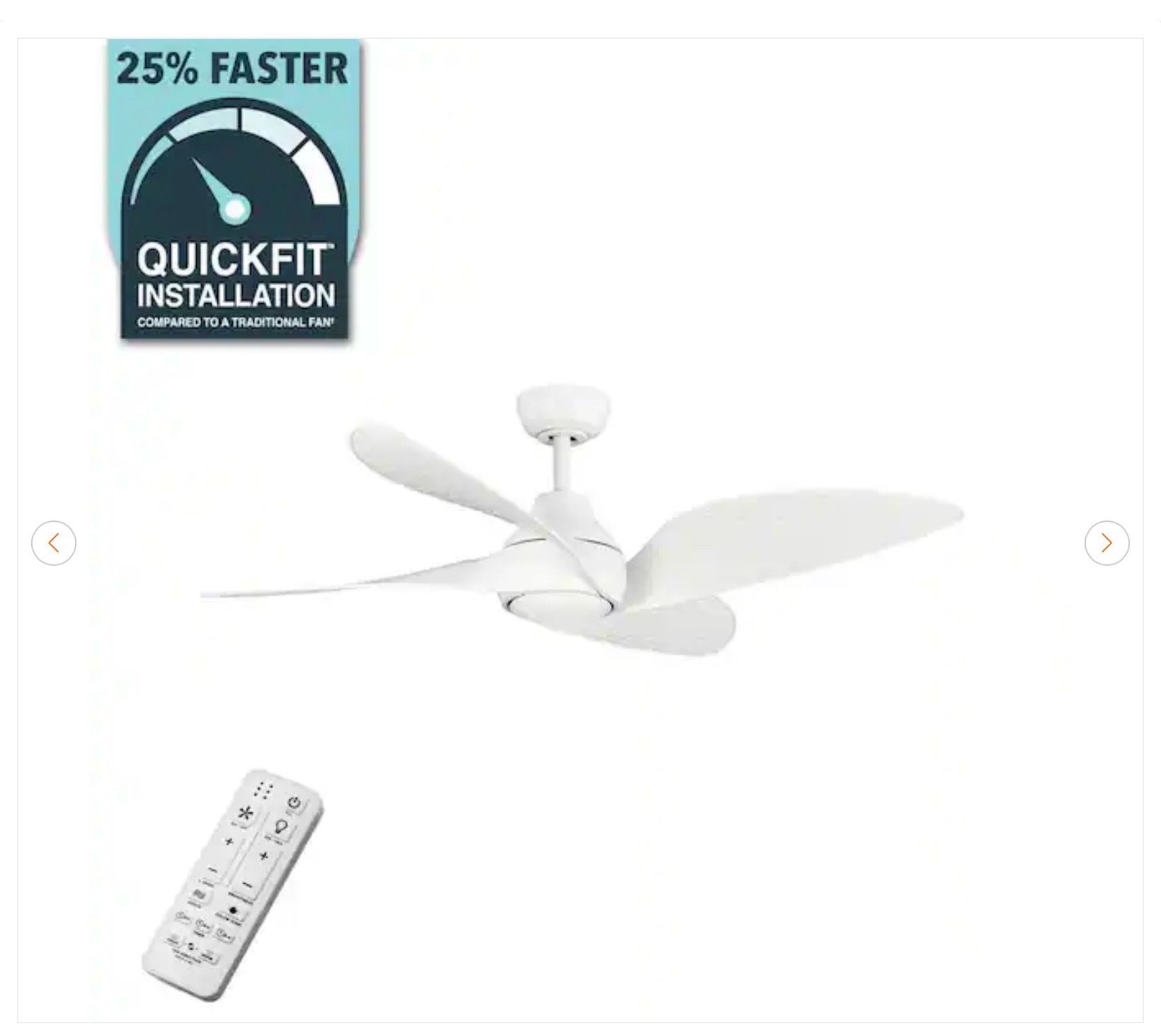 Hampton Bay Fernbrooke 52 in. Matte White Ceiling Fan - New