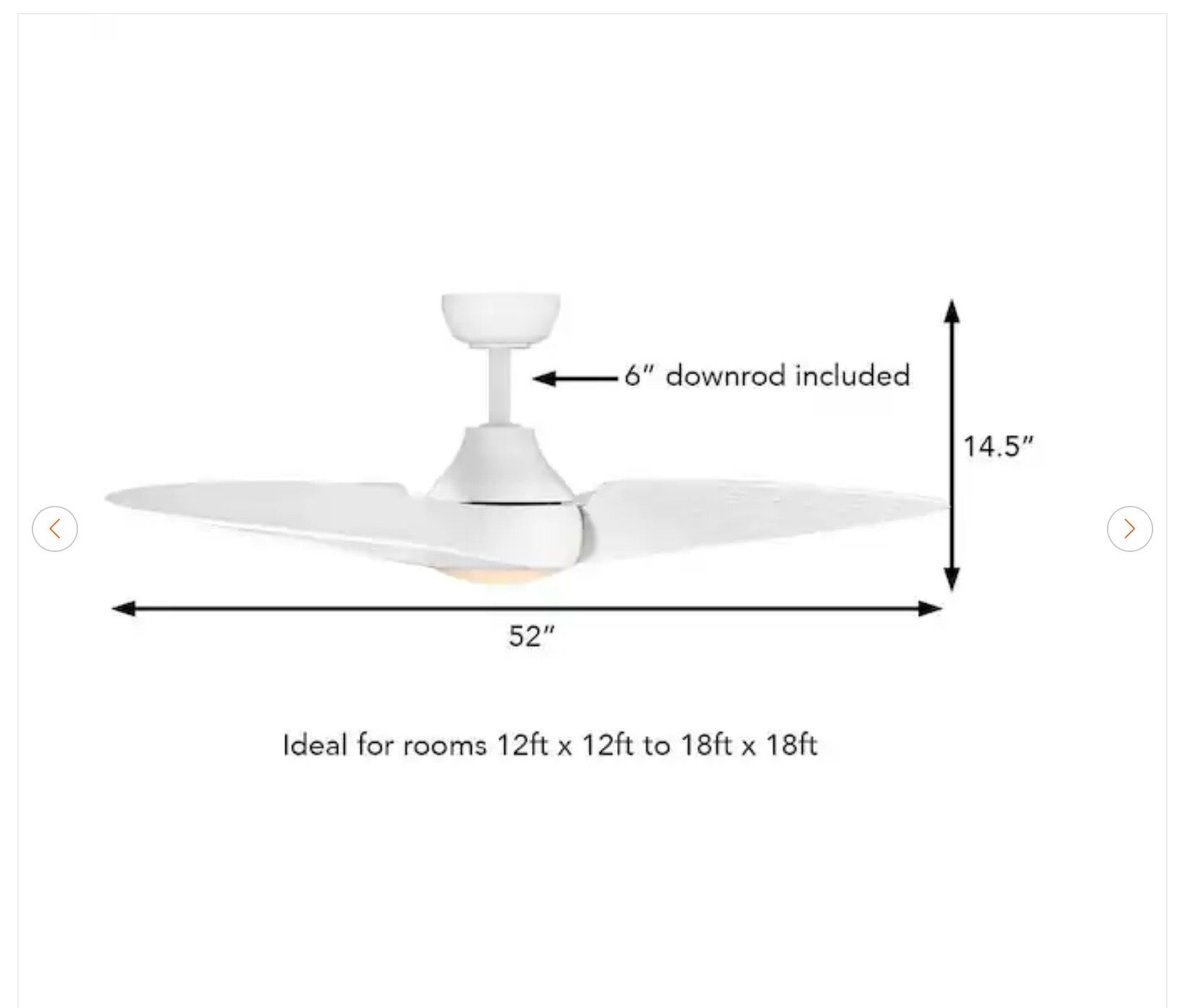 Hampton Bay Fernbrooke 52 in. Matte White Ceiling Fan - New - photo 2