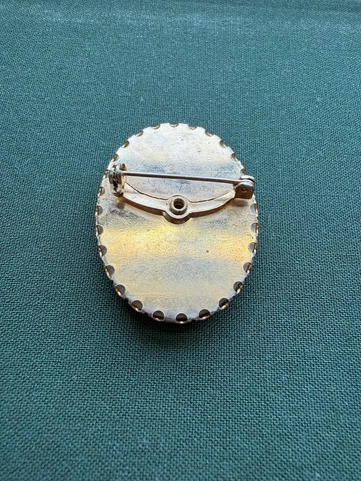 Vintage Fragonard Limoges Style Oval Porcelain Brooch - photo 4