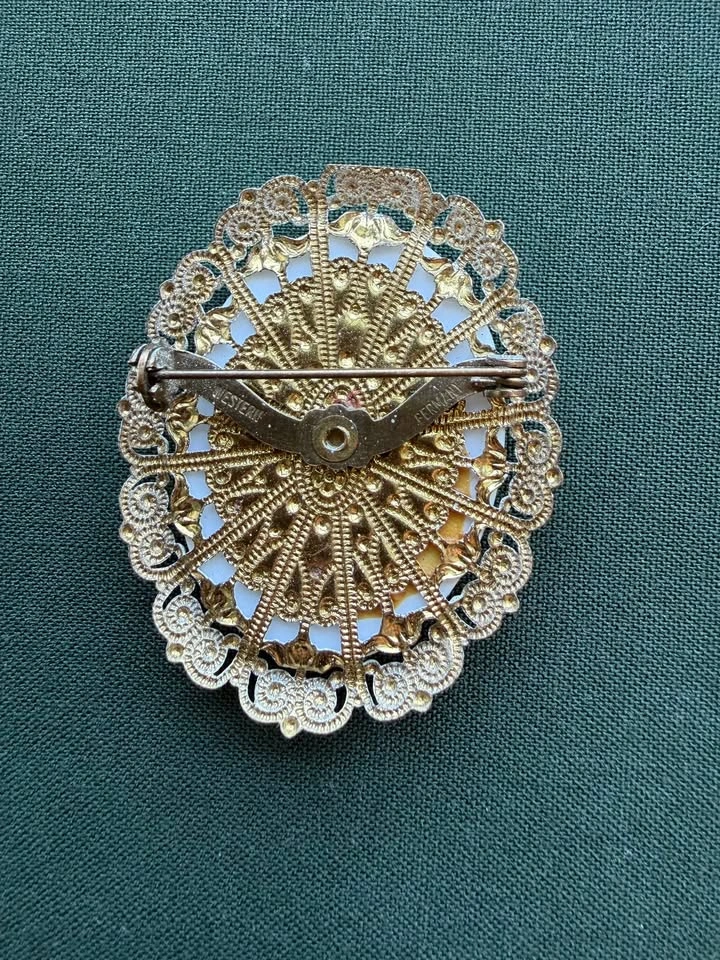 Vintage Western Germany Floral Porcelain Brooch - photo 2