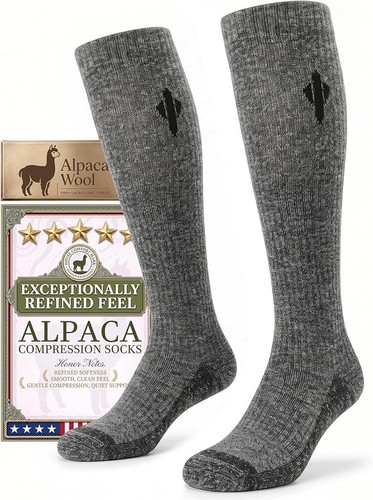 Alpaca Compression Socks, 15-20 mmHg Knee High, L-XL