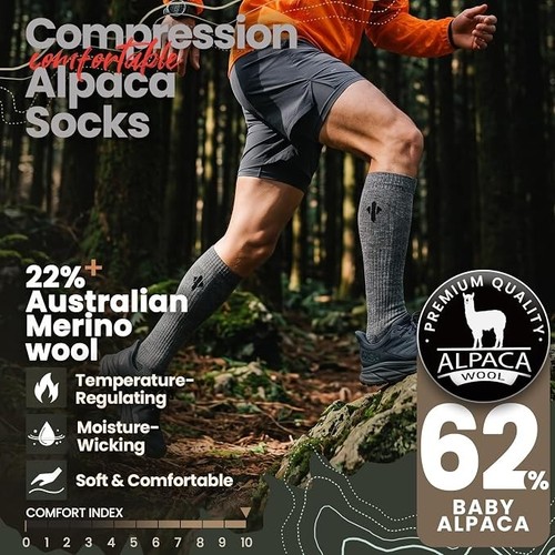 Alpaca Compression Socks, 15-20 mmHg Knee High, L-XL - photo 2