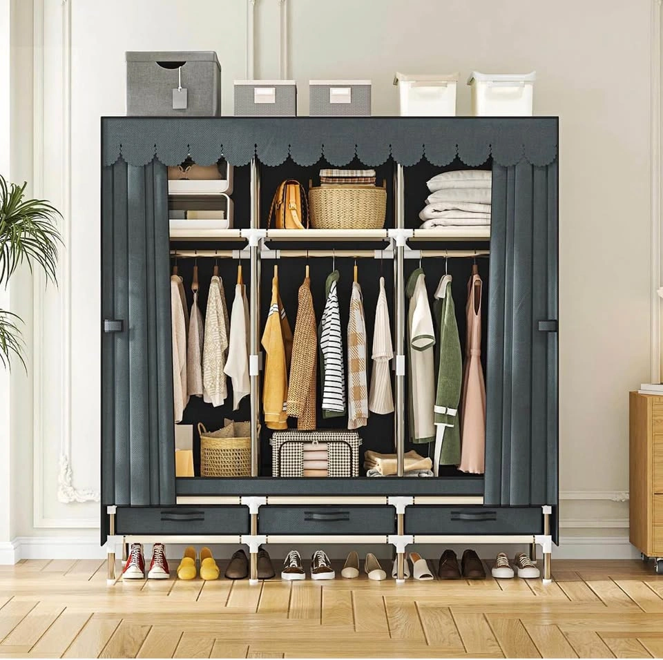 57.5” Portable Closet Wardrobe (Grey) - photo 2