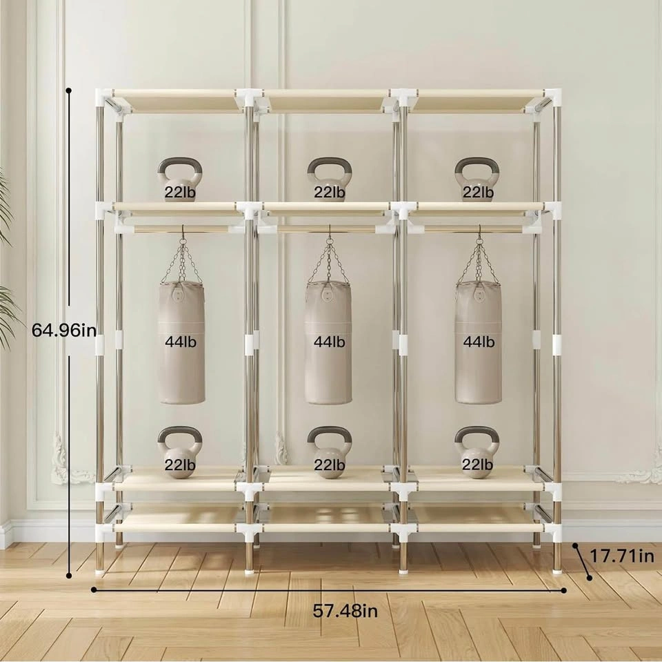 57.5” Portable Closet Wardrobe (Grey) - photo 3