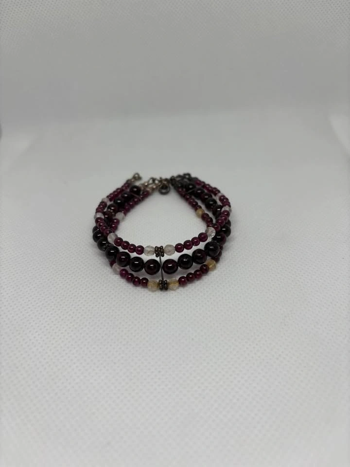 Multi-Strand Garnet and Clear Bead Bracelet - photo 2