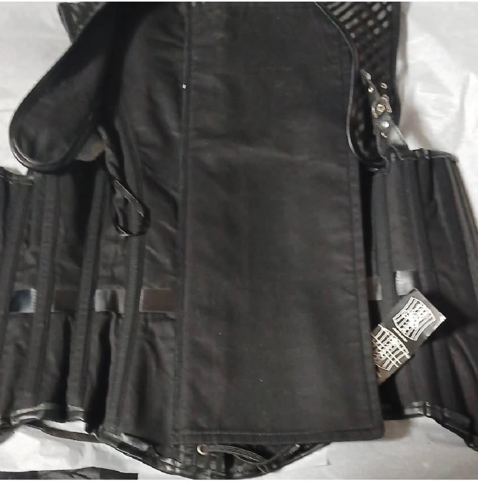 Black Pinstripe Steel Boned High Neck Corset - photo 4