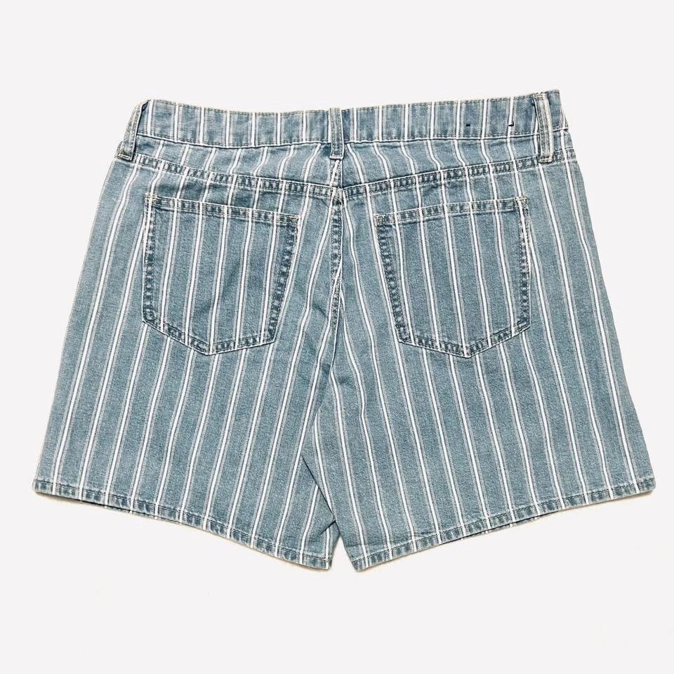 GAP Women's Blue and White Striped Denim 5" Jean Shorts Size 10/ - photo 2