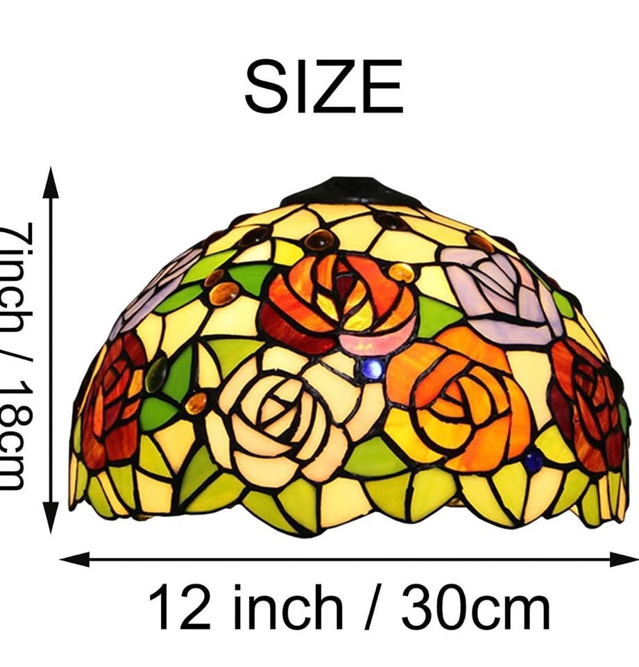 Set of 2 New Stained Glass Lampshades 12 Inch Tiffany Style - photo 4