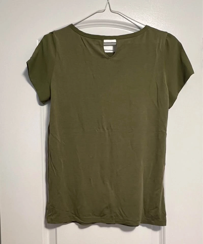 Massimo Dutti Olive Green Open-Shoulder Top - Size XS - photo 2