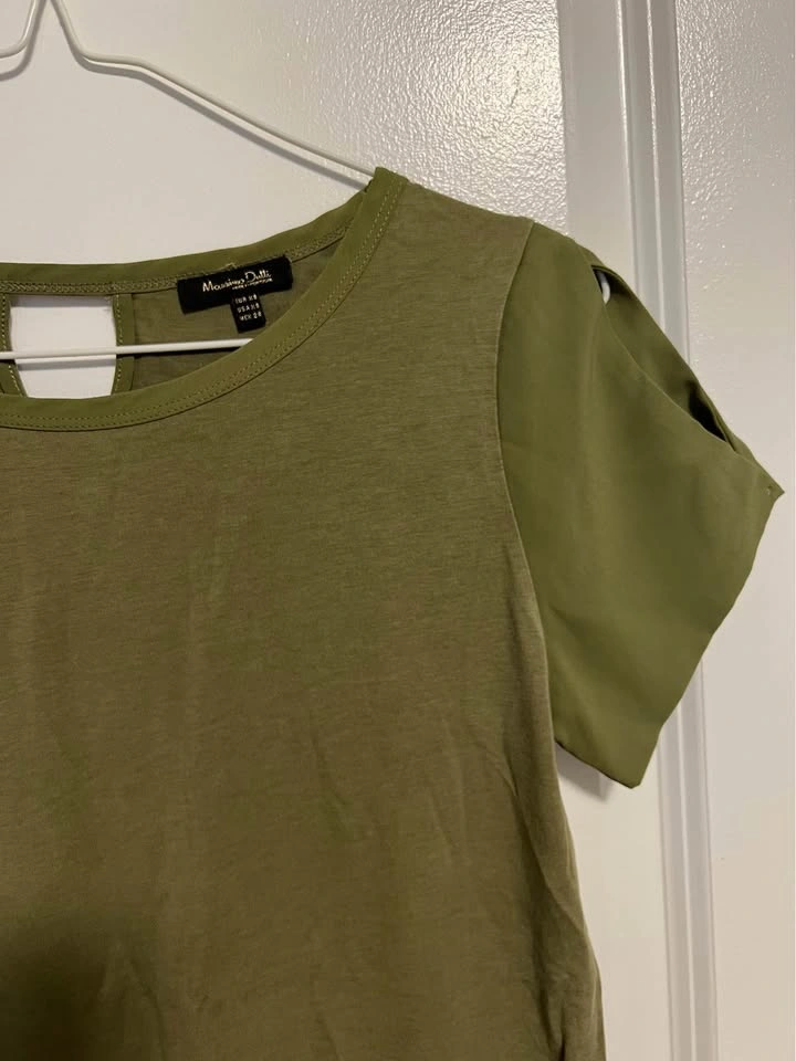 Massimo Dutti Olive Green Open-Shoulder Top - Size XS - photo 3
