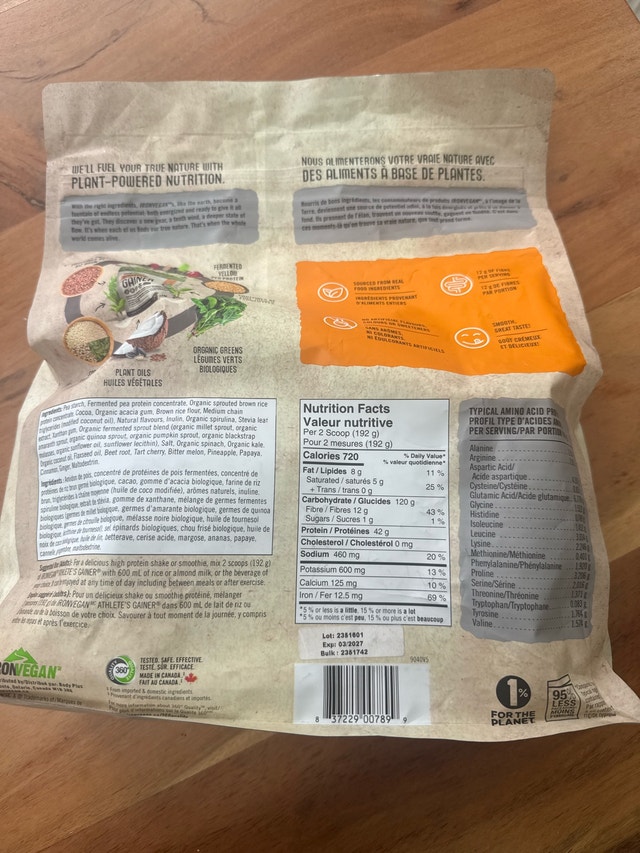 Ironvegan Athlete's Gainer - photo 4