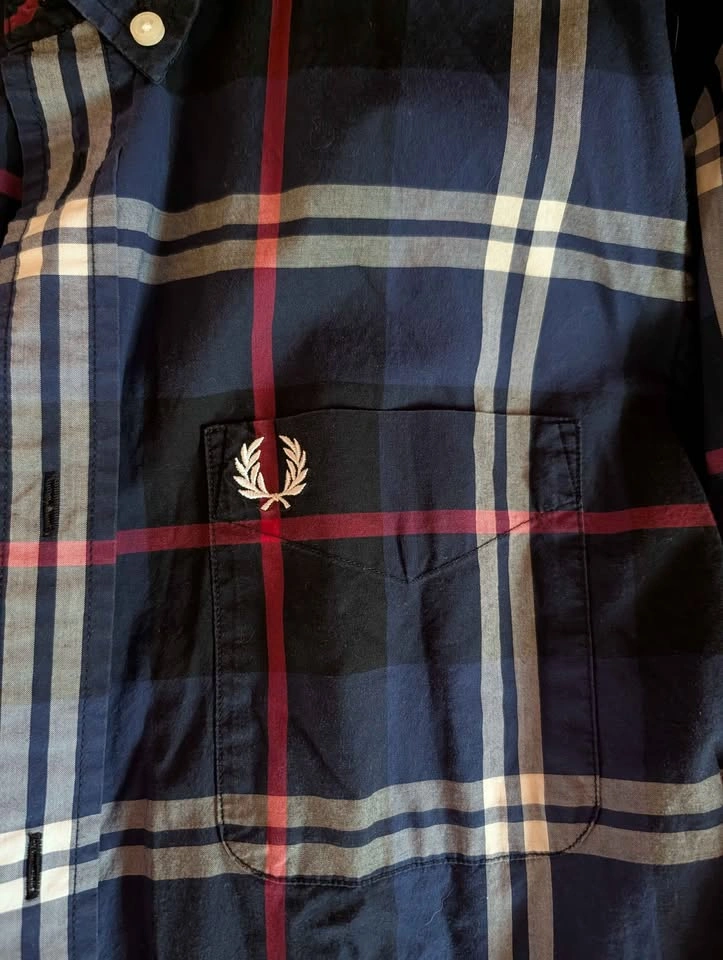 Fred Perry Men’s Plaid Button Down Shirt - Blue / Red - Size Lar - photo 2