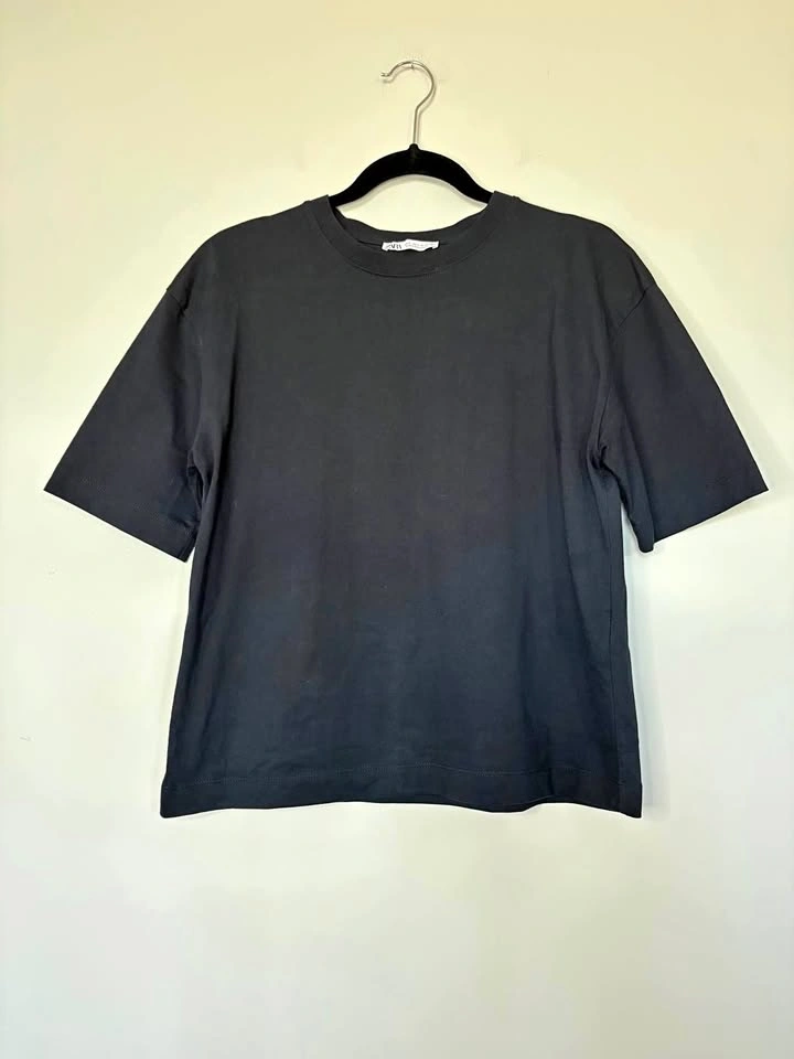 Zara Dark Navy Blue Shirt Plain Basic