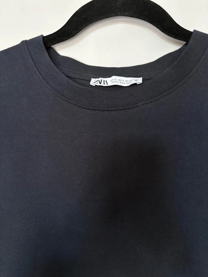 Zara Dark Navy Blue Shirt Plain Basic - photo 2