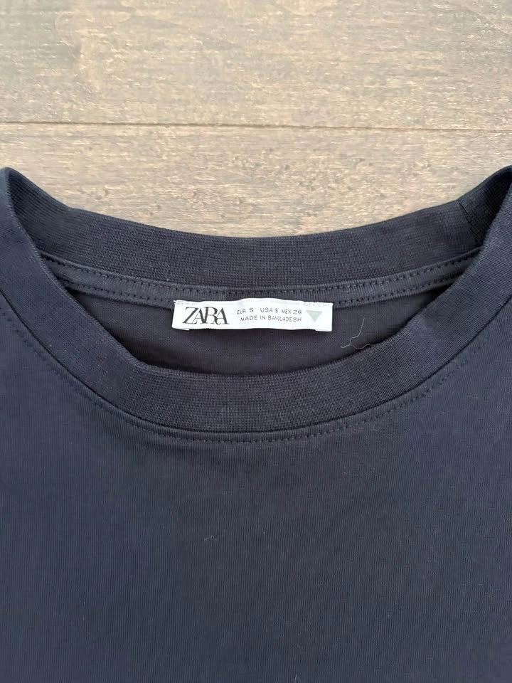 Zara Dark Navy Blue Shirt Plain Basic - photo 4