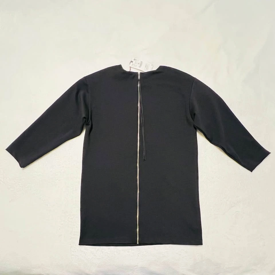 ZARA Dress Womens Tunic Black 3/4 Sleeve Zip Back Shift Size L - photo 2