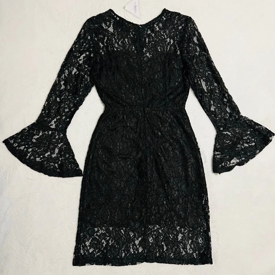 Wildfire Black Lace Long-Sleeve Midi Dress / Size S - photo 3
