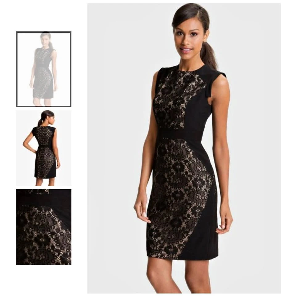 NORDSTROM Adrianna Papell Black Lace Sheath Dress - Size 6