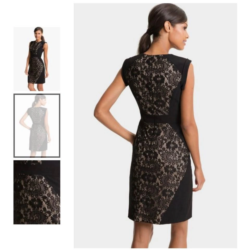 NORDSTROM Adrianna Papell Black Lace Sheath Dress - Size 6 - photo 2
