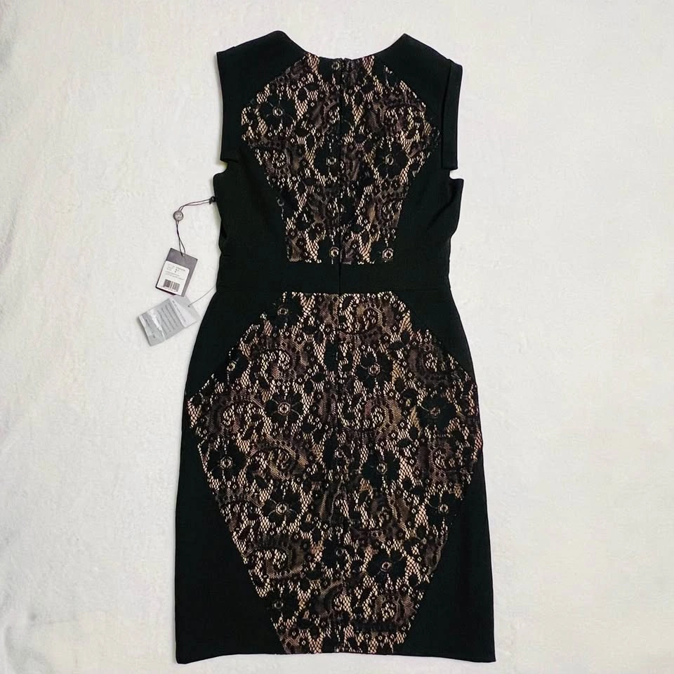 NORDSTROM Adrianna Papell Black Lace Sheath Dress - Size 6 - photo 5