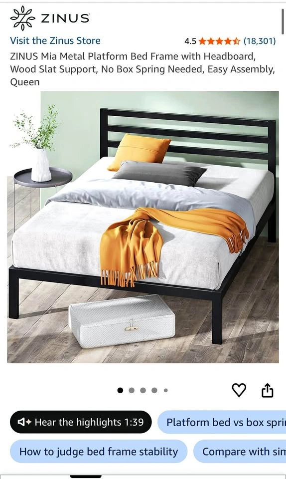 Queen Bed Frame with Headboard + Mattress Included