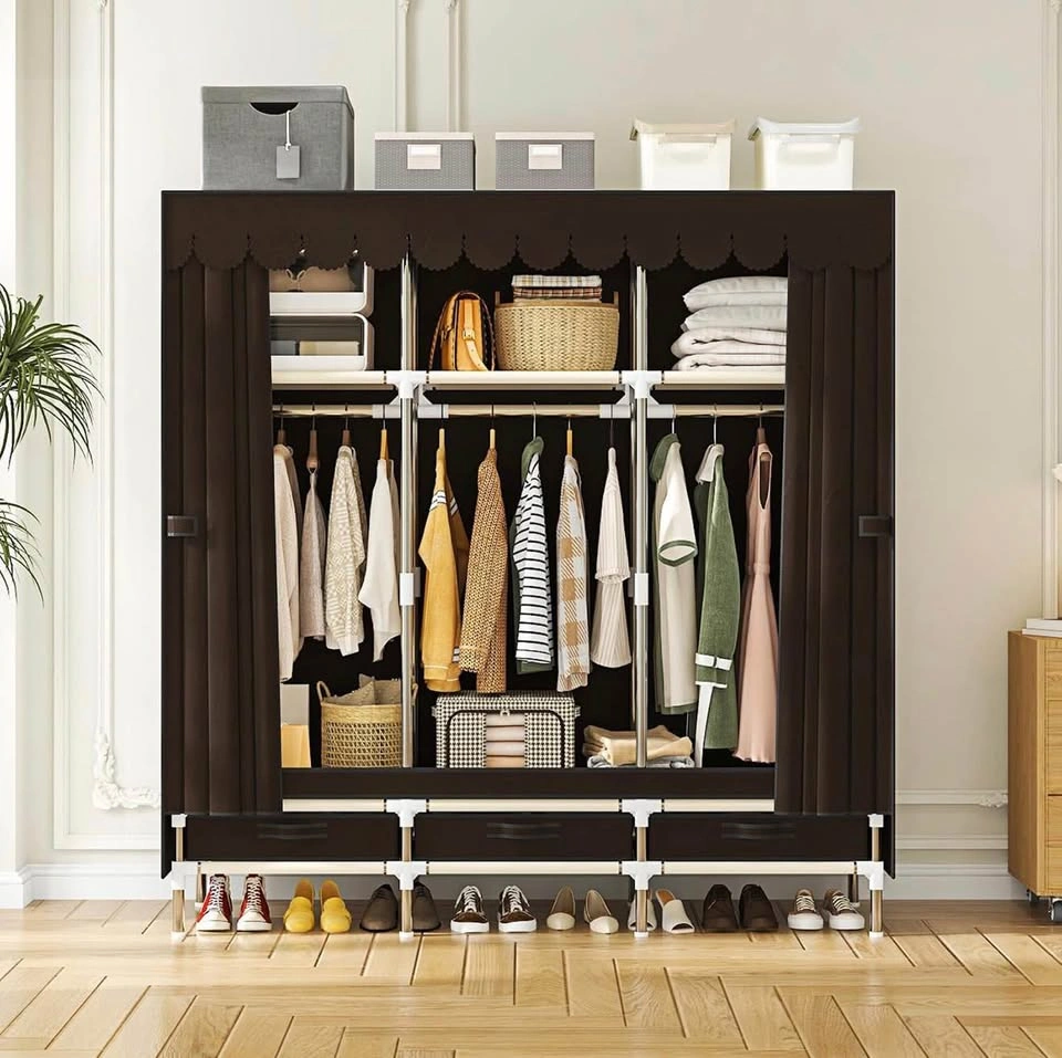 57.5” Portable Closet Wardrobe (Brown) - photo 2
