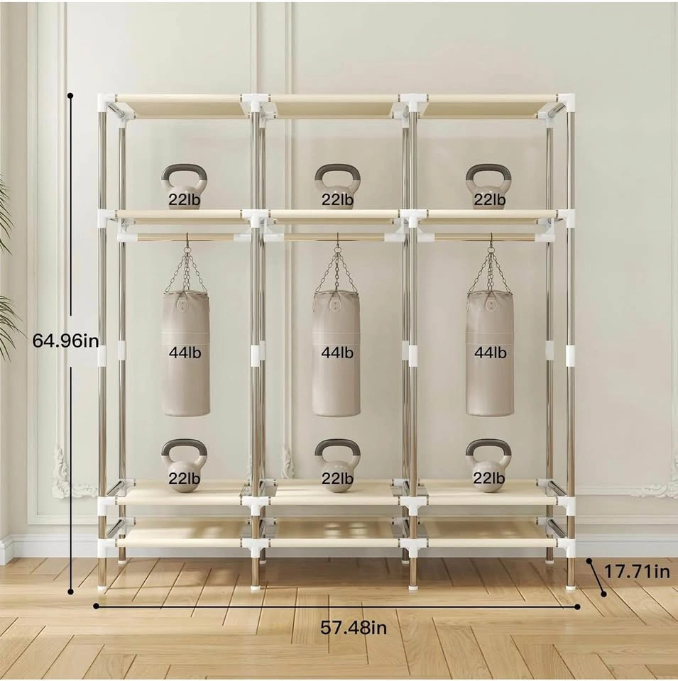 57.5” Portable Closet Wardrobe (Brown) - photo 3