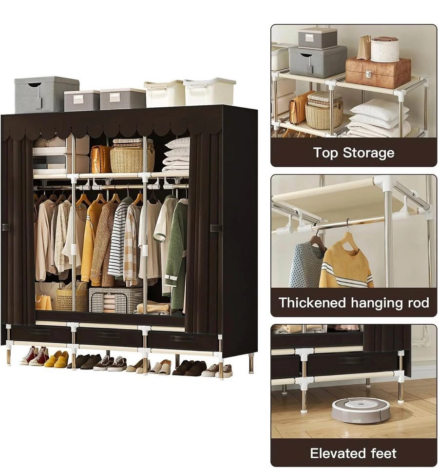 57.5” Portable Closet Wardrobe (Brown) - photo 4